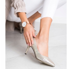 Goodin Talons hauts élégants beige doré 1