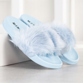 SHELOVET Pantoufles En Caoutchouc Avec Fourrure bleu 1