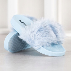 SHELOVET Pantoufles En Caoutchouc Avec Fourrure bleu 2