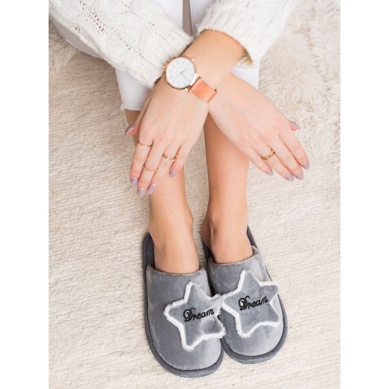 Bona Pantoufles de rêve confortables gris 2