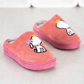 Bona Pantoufles confortables avec application orange rose 1