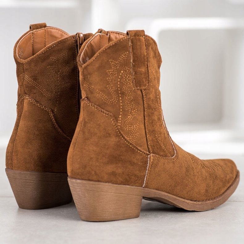 Ideal Shoes Bottes de cowboy avec suède brun 1
