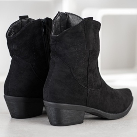 Ideal Shoes Bottes de cowboy avec suède noir 1