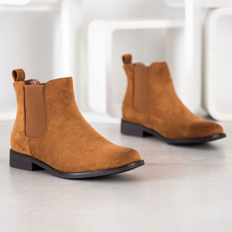 Ideal Shoes Bottines Chelsea en daim brun 1