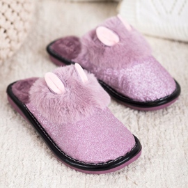 Bona Pantoufles À Paillettes Avec Dommages violet 1