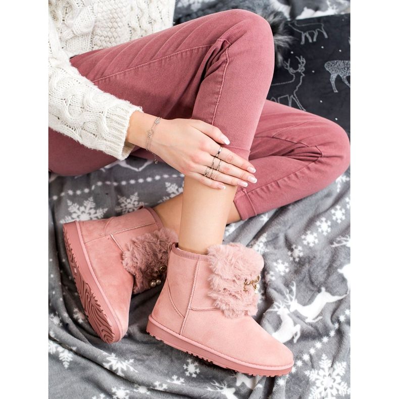 Queentina Mukluki chaud avec ornement rose 1