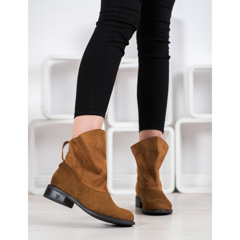 Weide Bottes avec une tige large brun jaune 1