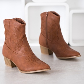 SHELOVET Bottes de cowboy avec un motif brun 1