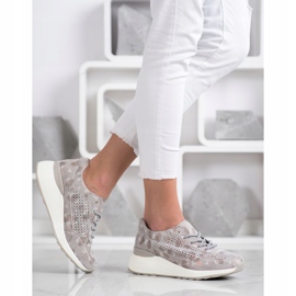 Goodin Baskets en cuir élégantes beige brun doré 1