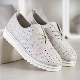 Goodin Chaussures en cuir ajouré beige 2