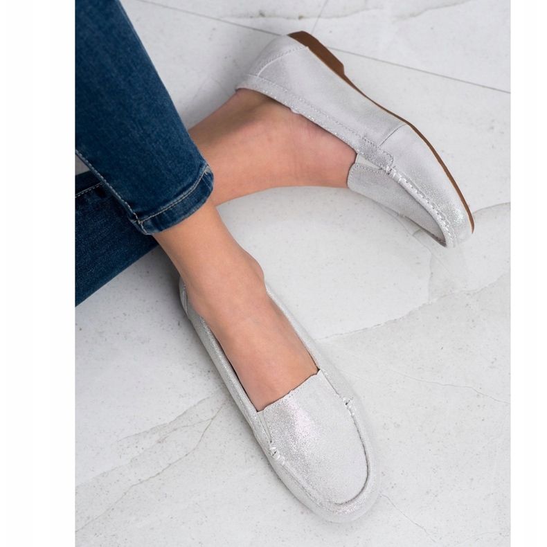 Filippo Mocassins en cuir brillant argent 2