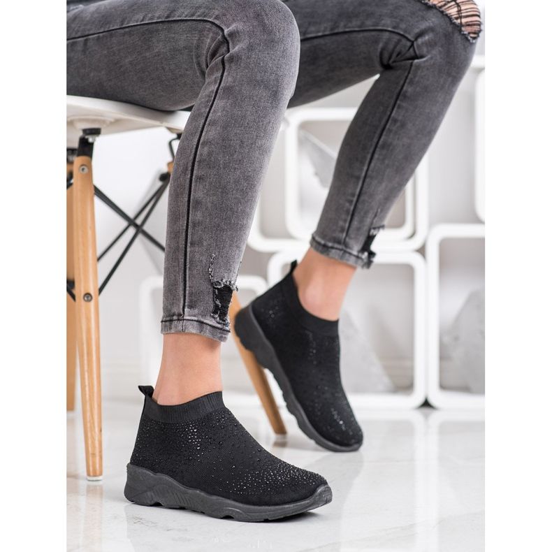 Goodin Slipons Noirs Avec Cristaux 2