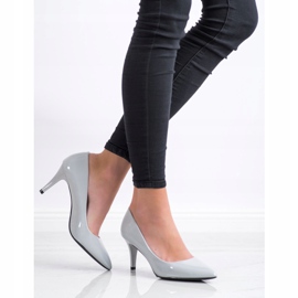 Goodin Escarpins classiques laqués gris 1