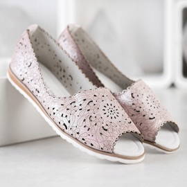 Ballerines VINCEZA en cuir rose argent 1 Ballerines VINCEZA en cuir rose argent 1