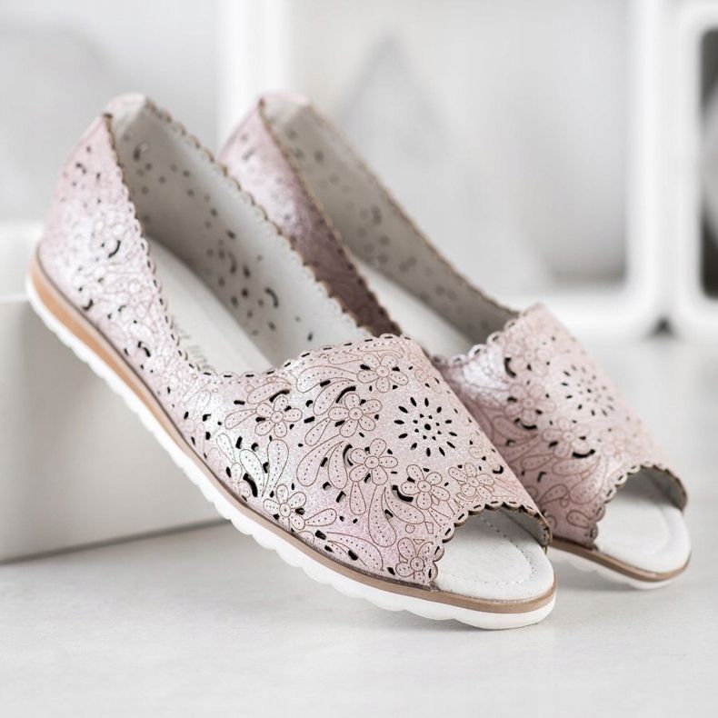 Ballerines VINCEZA en cuir rose argent 1 Ballerines VINCEZA en cuir rose argent 1