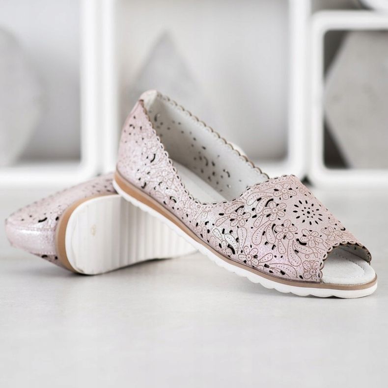Ballerines VINCEZA en cuir rose argent 2 Ballerines VINCEZA en cuir rose argent 2