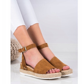 Kylie Sandales compensées camel brun 1