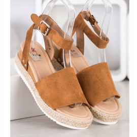 Kylie Sandales compensées camel brun 2