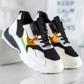 SHELOVET Baskets à la mode blanche le noir multicolore 3