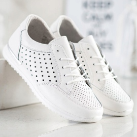 Kylie Chaussures en cuir ajouré blanche 1