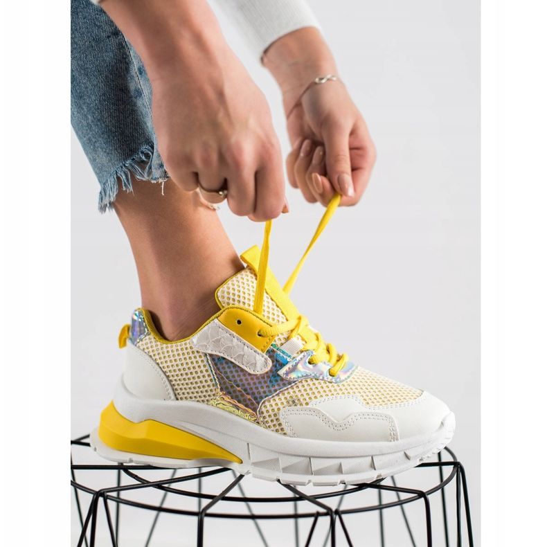 SHELOVET Baskets à la mode blanche multicolore jaune 1
