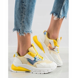 SHELOVET Baskets à la mode blanc multicolore jaune 2