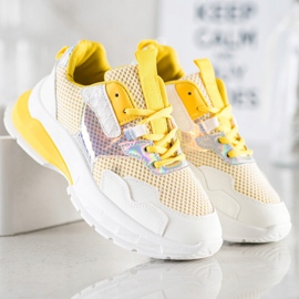 SHELOVET Baskets à la mode blanche multicolore jaune 3