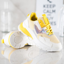 SHELOVET Baskets à la mode blanche multicolore jaune 4