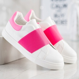 SHELOVET Chaussures à enfiler avec une bande élastique blanc rose 2