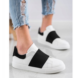 SHELOVET Chaussures à enfiler avec une bande élastique blanc noir 1