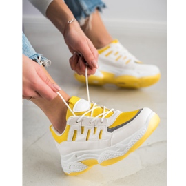 SHELOVET Baskets confortables avec maille blanche gris jaune 1