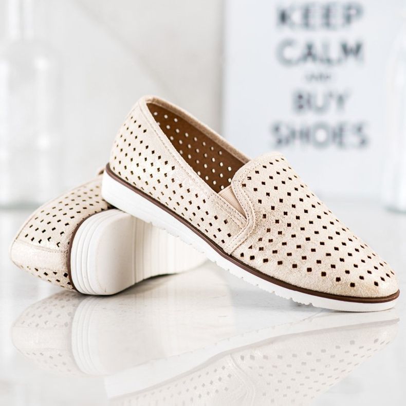 Kylie Slipons ajourés brillants d'or 1