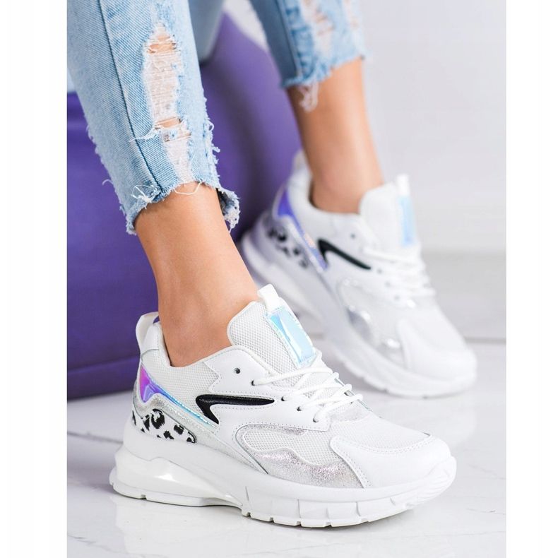 SHELOVET Baskets mode confortables blanche 2