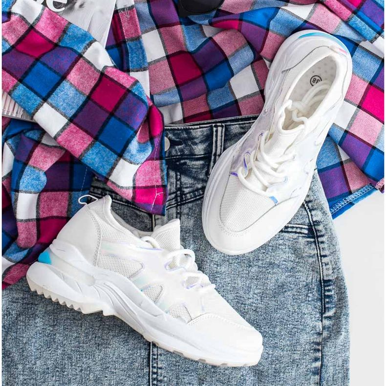 SHELOVET Baskets printanières à effet holo blanc 1