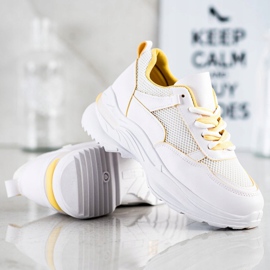 SHELOVET Baskets blanches confortables jaune 1