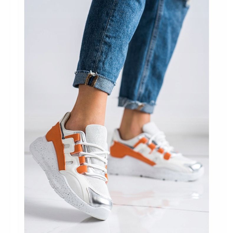 Ideal Shoes Baskets Avec Insert Orange blanche 2 Ideal Shoes Baskets Avec Insert Orange blanche 2