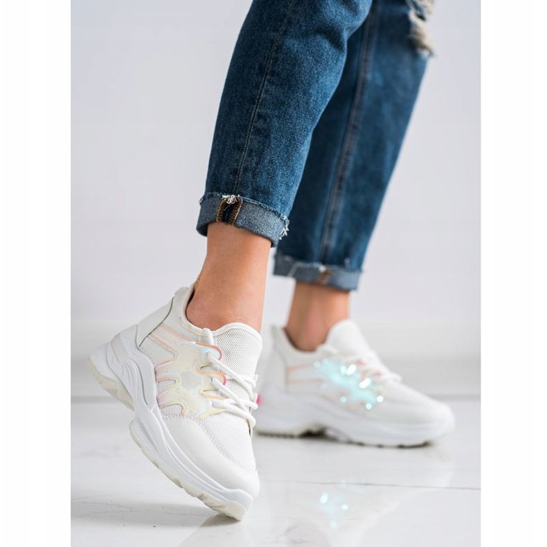 SHELOVET Baskets printanières à effet holo blanc 1