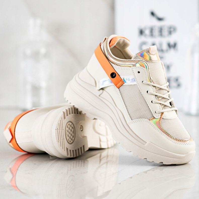 Marquiz Espadrilles de coin beige orange d'or 2 Marquiz Espadrilles de coin beige orange d'or 2