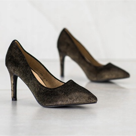 Kylie Talons élégants en daim le noir d'or 1