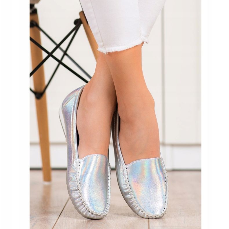 Goodin Mocassins élégants brillants argent 1 Goodin Mocassins élégants brillants argent 1