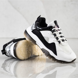 Ideal Shoes Baskets sur la plate-forme noire blanc 2