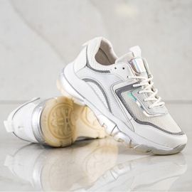 Ideal Shoes Baskets avec insert scintillant blanche 2