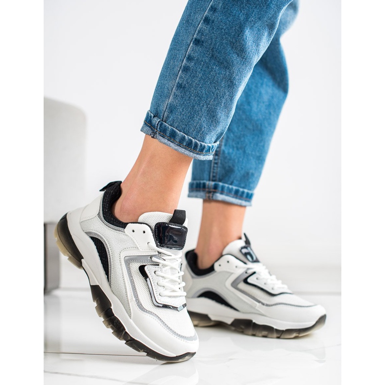 Ideal Shoes Baskets avec insert scintillant blanc 2