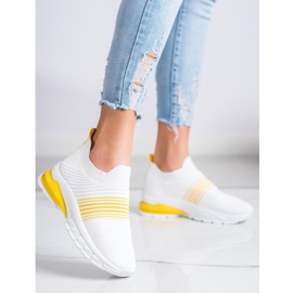 SHELOVET Baskets ajourées printanières blanche jaune 1
