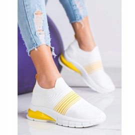 SHELOVET Baskets ajourées printanières blanche jaune 4