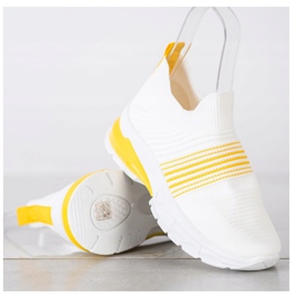 SHELOVET Baskets ajourées printanières blanche jaune 3