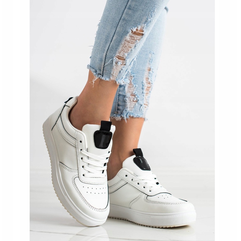 SHELOVET Chaussures de sport en cuir écologique blanche 1