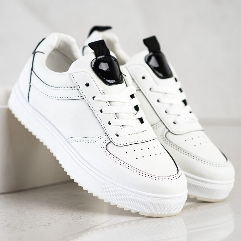 SHELOVET Chaussures de sport en cuir écologique blanche 2