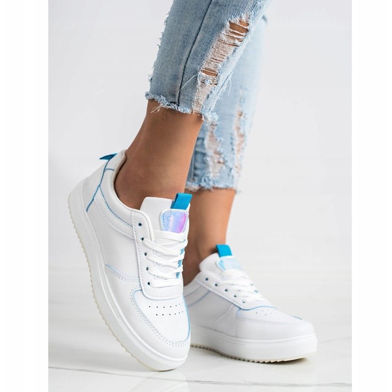 SHELOVET Chaussures de sport en cuir écologique blanc 1