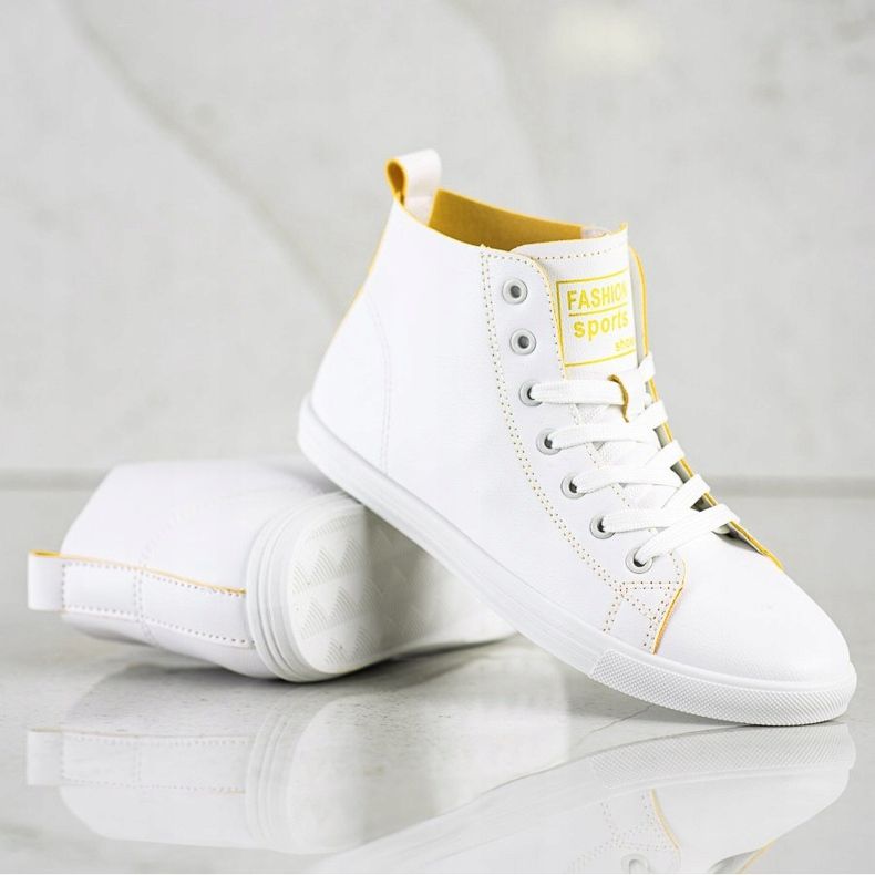 Ideal Shoes Chaussures de sport haute couture baskets blanc 1